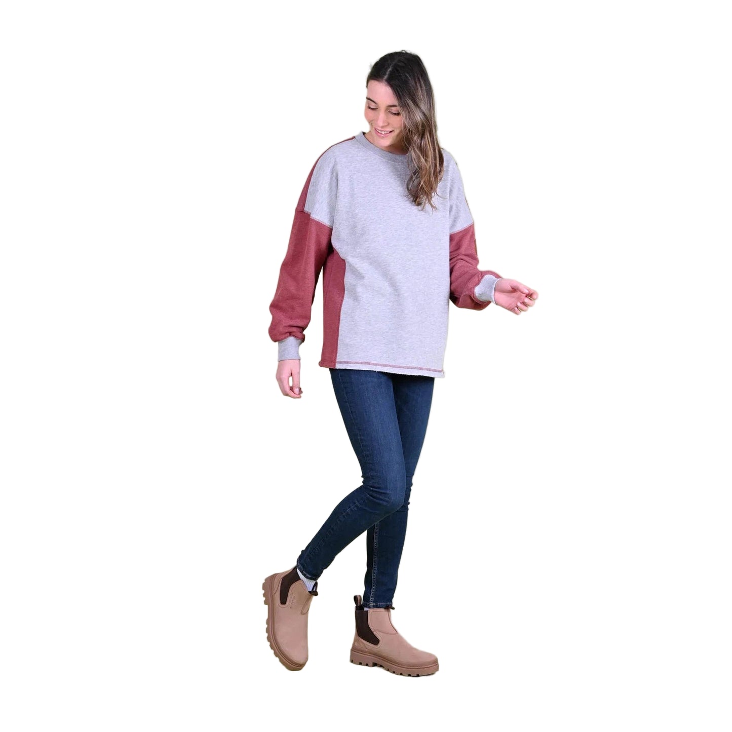 Wanakome Honor Raw Hem Sweatshirt - Light Heather Grey