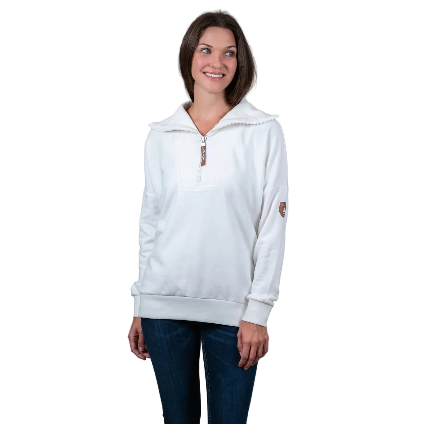Wanakome Women's Padma 1/2 Zip Sweatshirt- Ivory