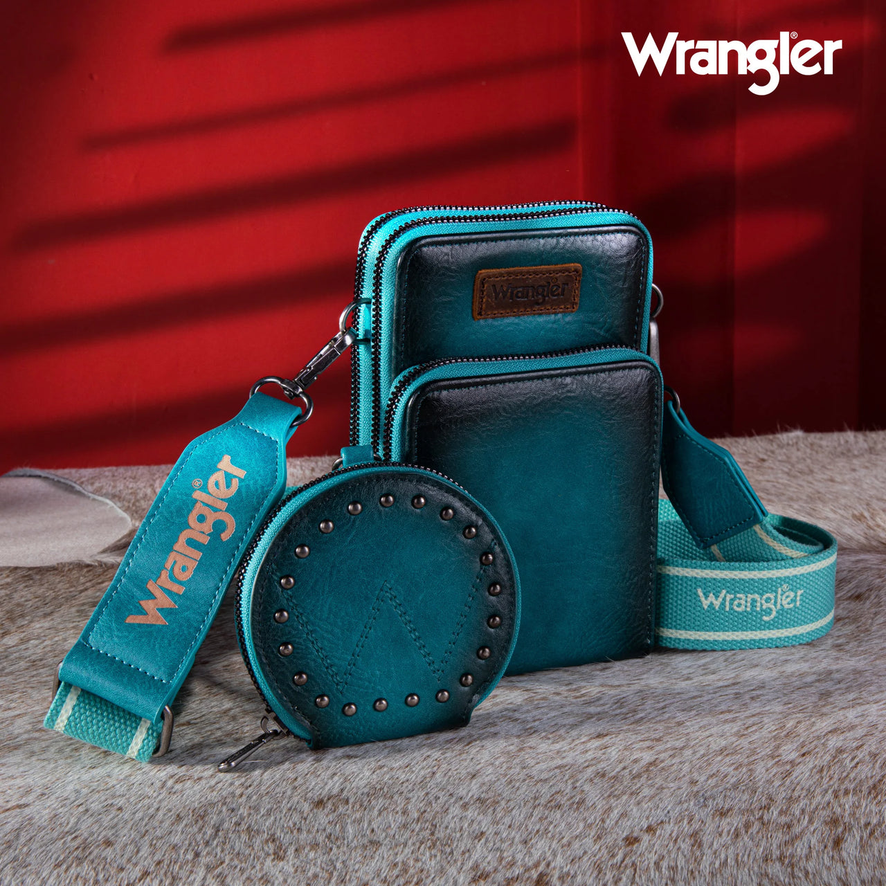 Wrangler Women's Crossbody Cell Phone Phase 3 Zipper Compartment w/Coin Pouch - Turquoise