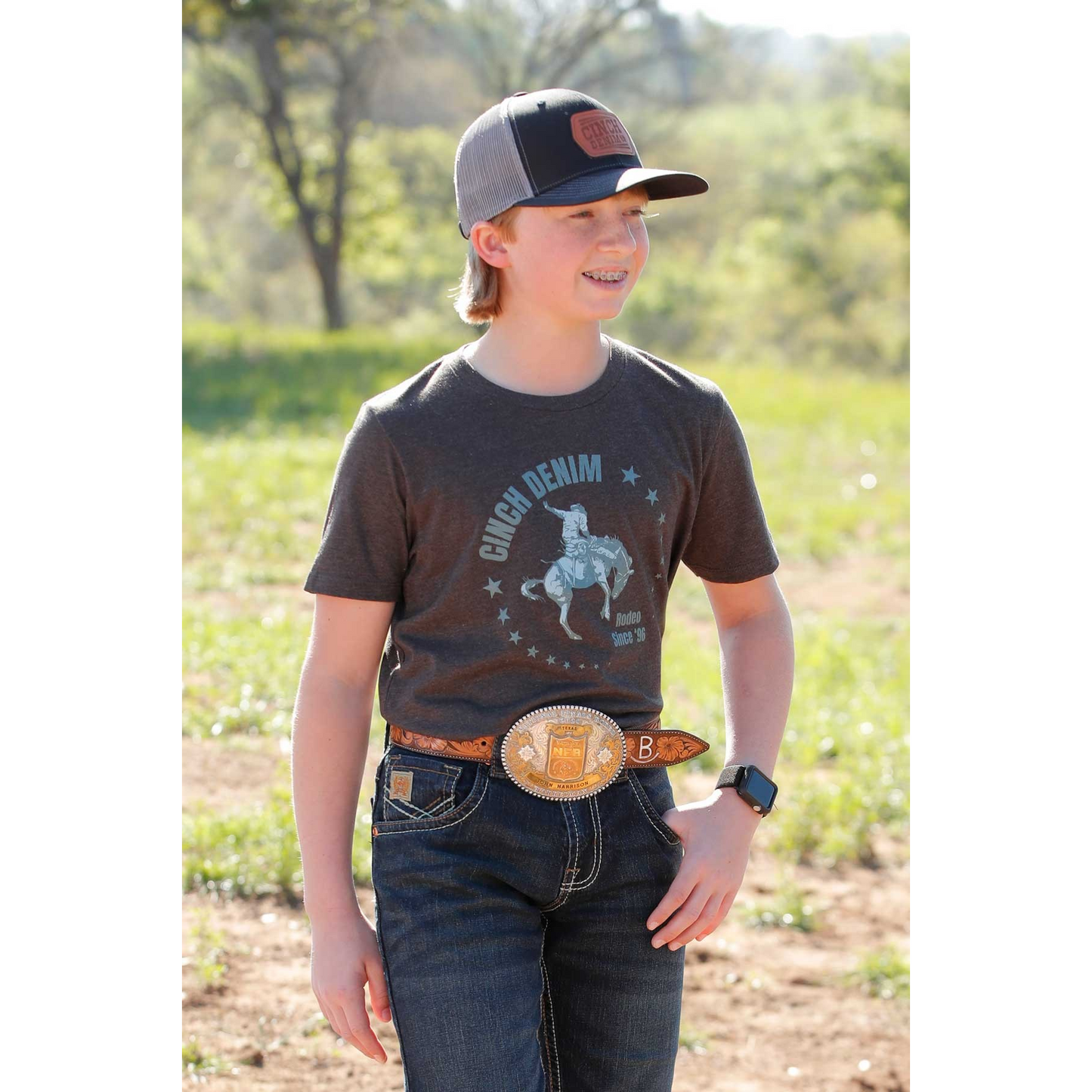 Cinch Boy's Short Sleeve T-Shirt - Charcoal