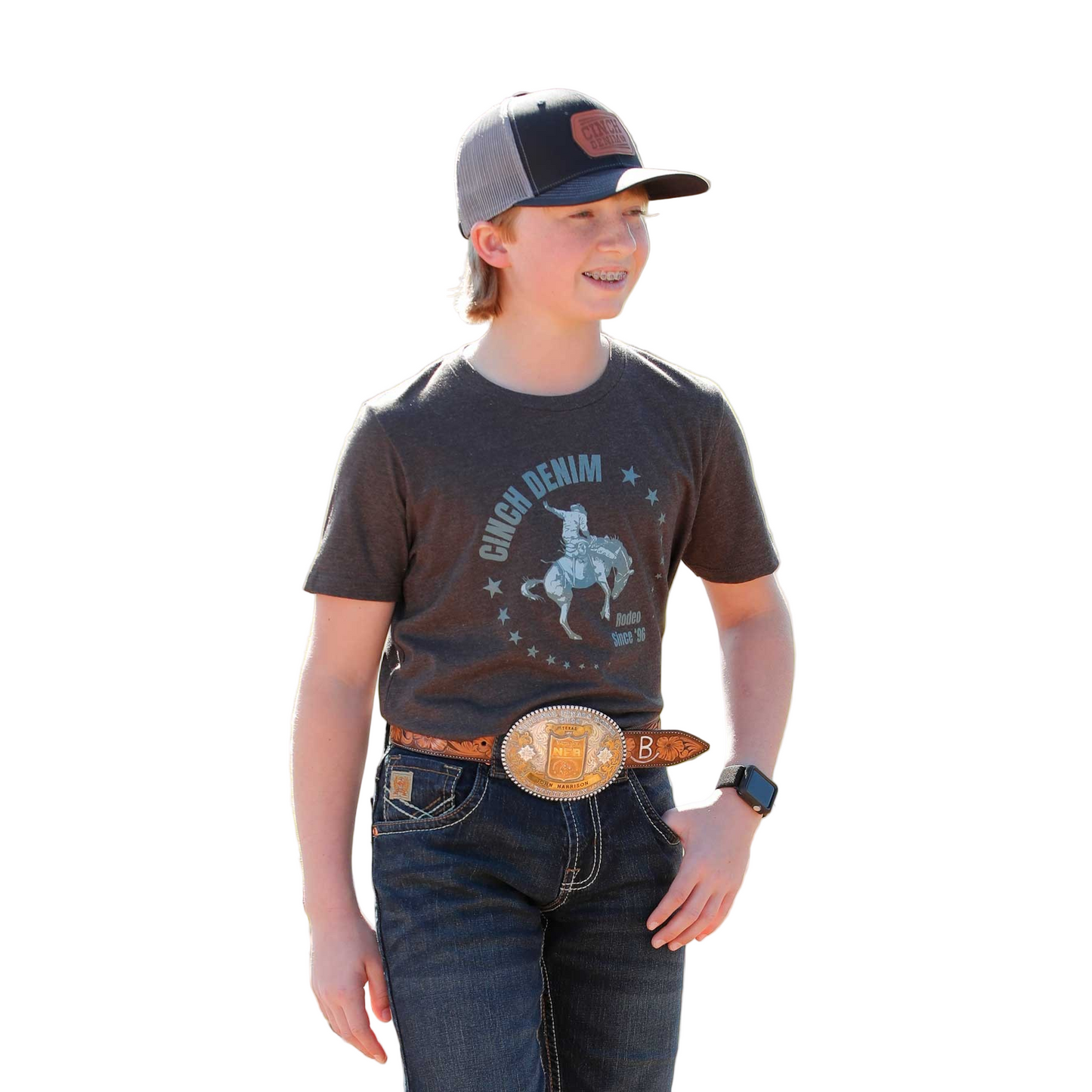 Cinch Boy's Short Sleeve T-Shirt - Charcoal