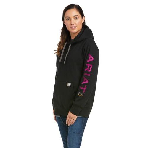 Ariat Women's Rebar Workman Graphic Long Sleeve Hoodie- Black