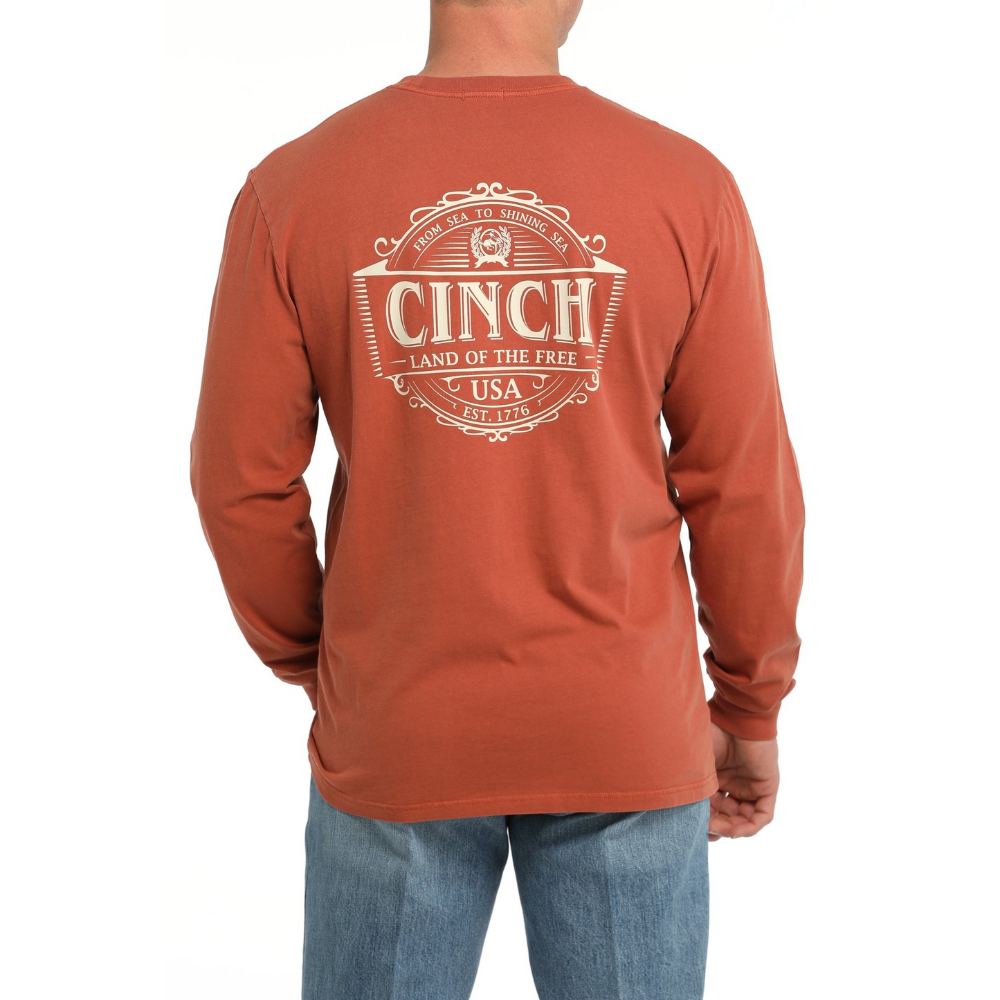Cinch Men's Land Of The Free Long Sleeve Shirt - Orange