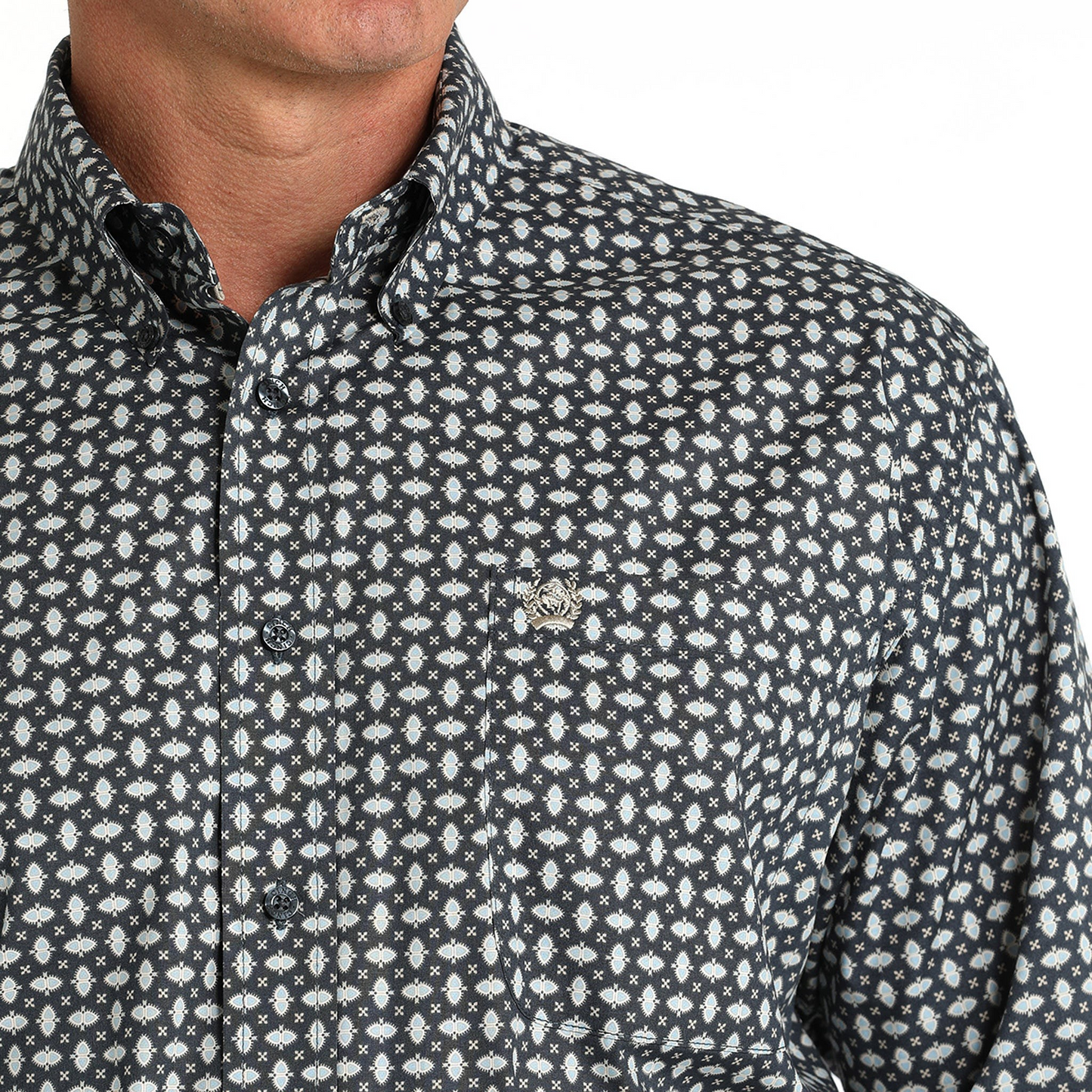Cinch Classic Fit Long Sleeve Men's Cotton Print Shirt - Blue