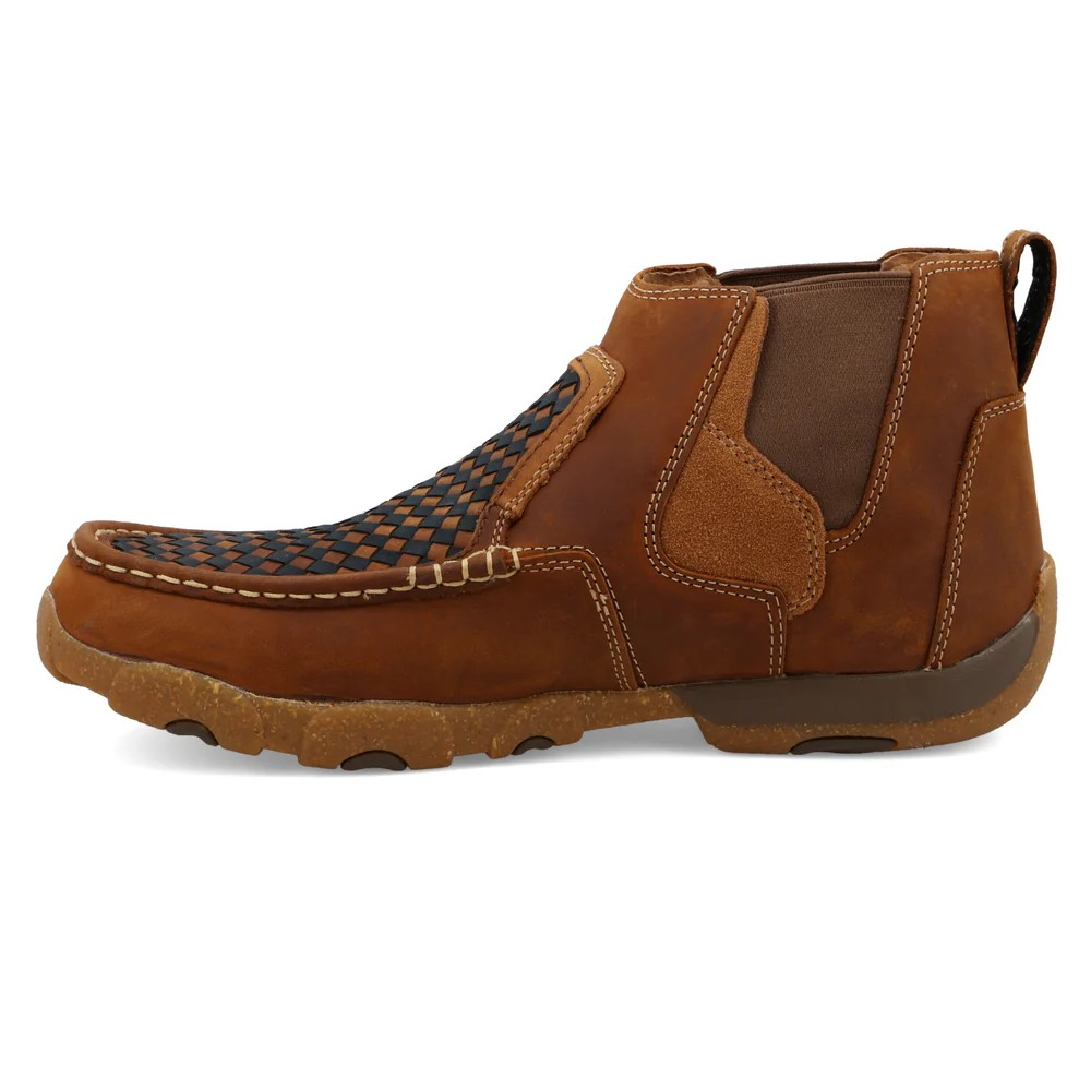 Twisted X Men's 4" Chelsea Driving Moc - Woven Multi & Oiled Saddle