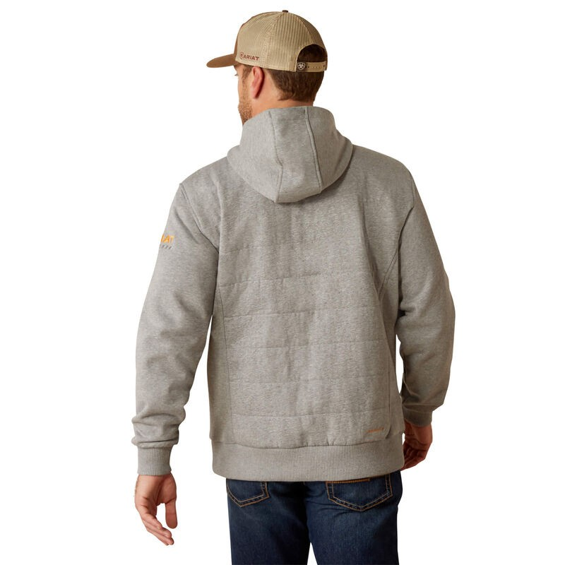 Ariat Men's Rebar All Weather Insulated Full Zip Hoodie- Heather Grey