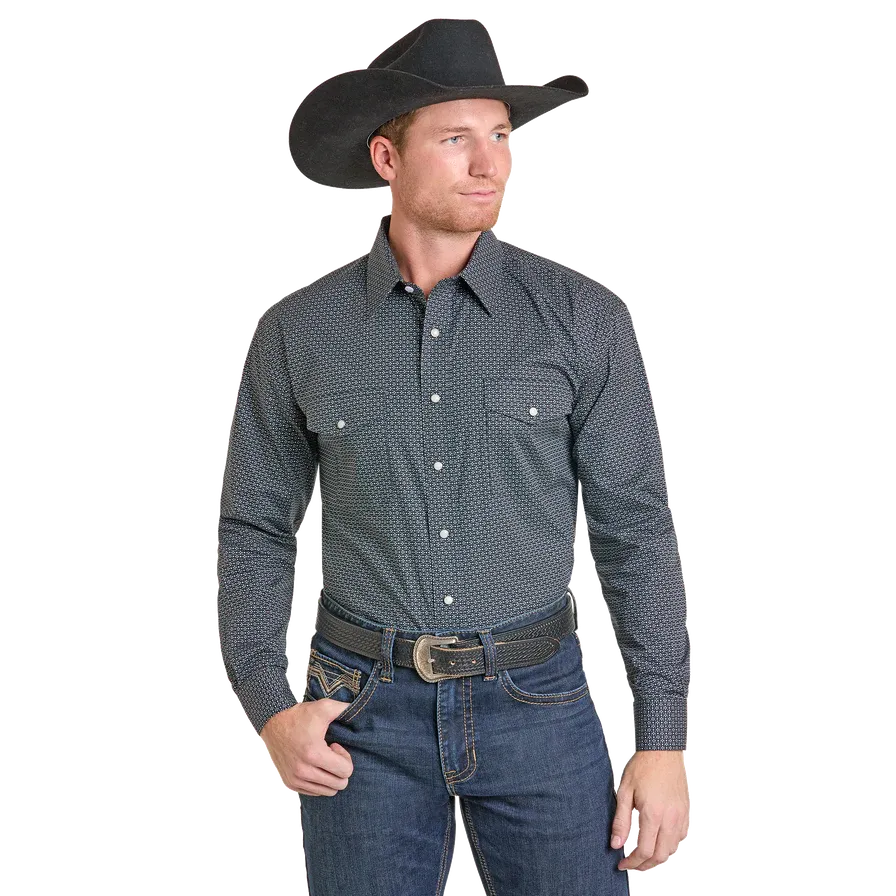 Panhandle Men's Slim Long Sleeve Snap Front Shirt- Black