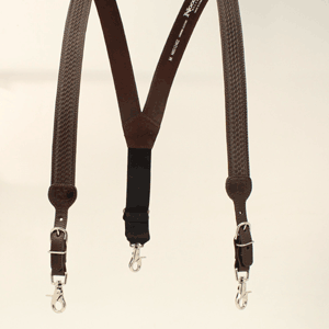 Nocona Men's Basket Weave Leather Suspenders - Brown