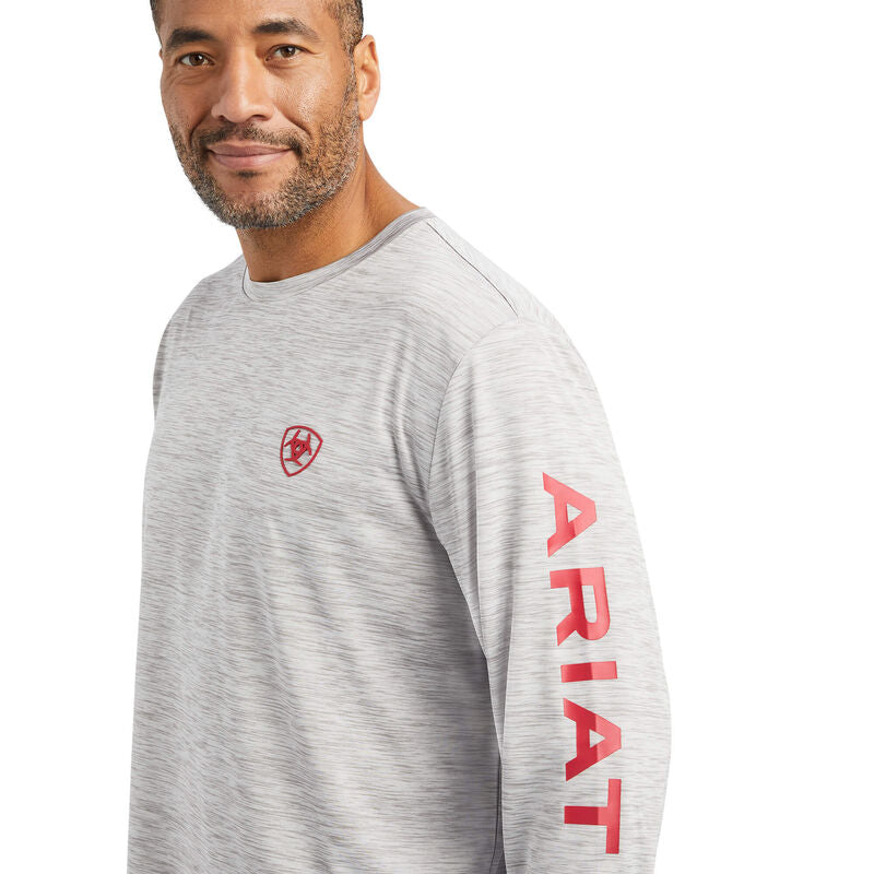 Ariat Men's Charger Logo LS T-Shirt Grey Heather