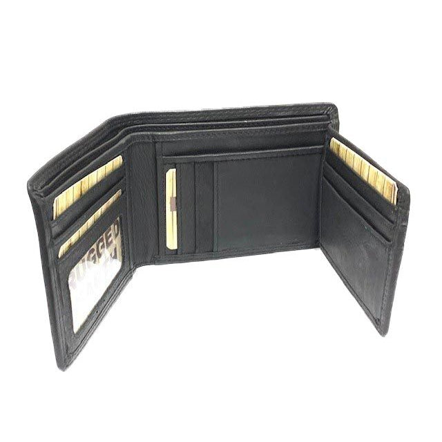 Rugged Earth Men's Leather Billfold Wallet - Black