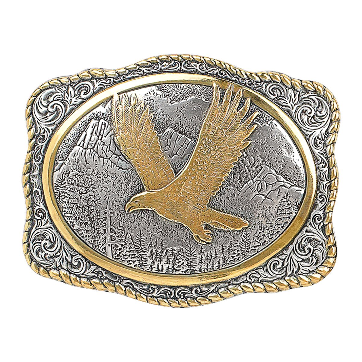 Crumrine Rectangle Vintage Flying Eagle Buckle - Silver/Gold
