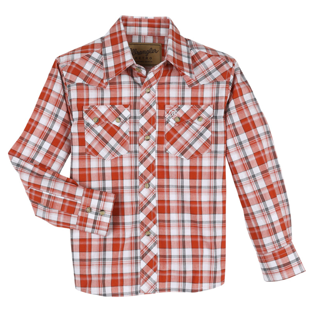 Wrangler Boy's Retro Core LS Shirt - Orange