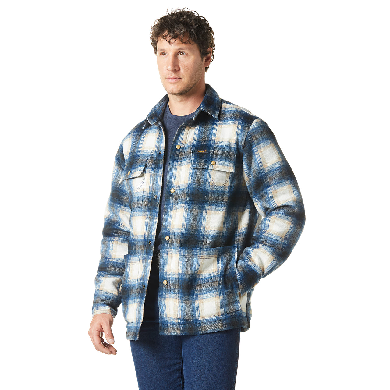 Wrangler Flannel Quilted Lined Shirt Jacket - Blue