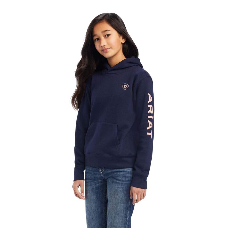 Ariat Girls REAL Arm Logo Hood Navy Eclipse