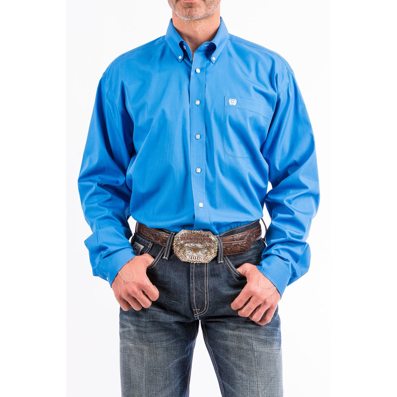 Cinch Men's Classic Fit Solid Button-Down Shirt - Blue