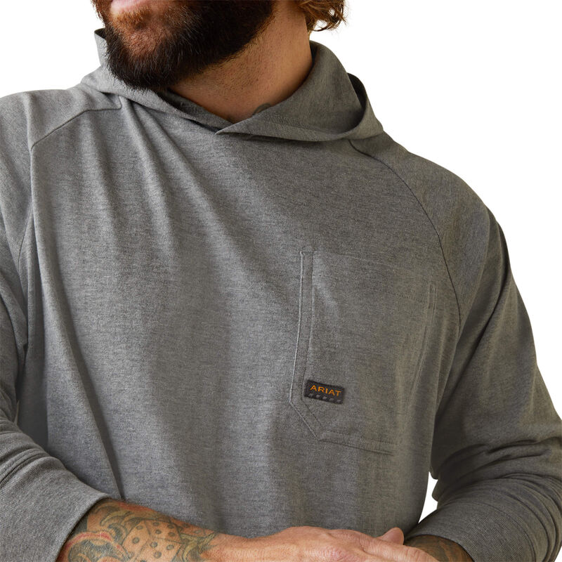 Ariat Mens Rebar Cotton Strong Hooded T-Shirt - Heather Grey