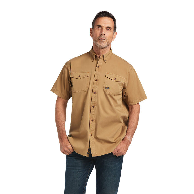 Ariat Mens Rebar Washed Twill Work Shirt