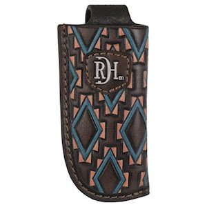 Red Dirt Southwest Diamond Pattern Knife Sheath - Dark Brown/Blue