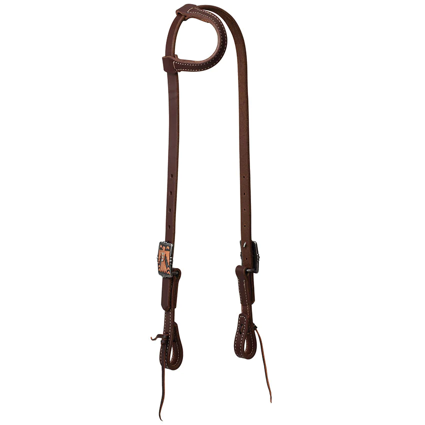 Weaver Working Tack Sliding Ear Headstall w/Designer Hardware - Thunderbird