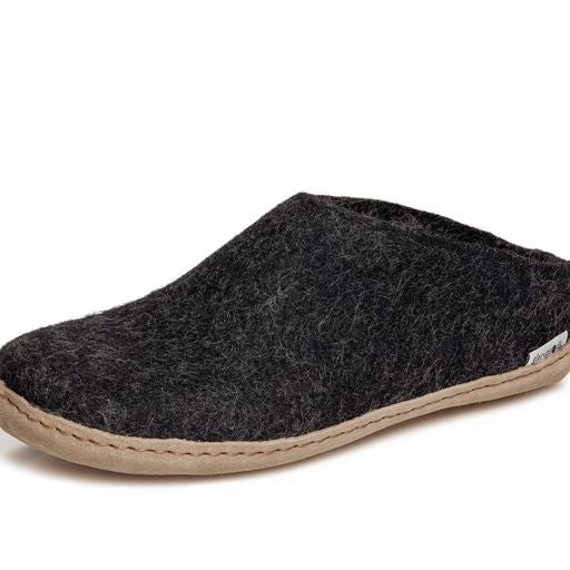 Glerups Slip On Leather Sole Shoes - Charcoal