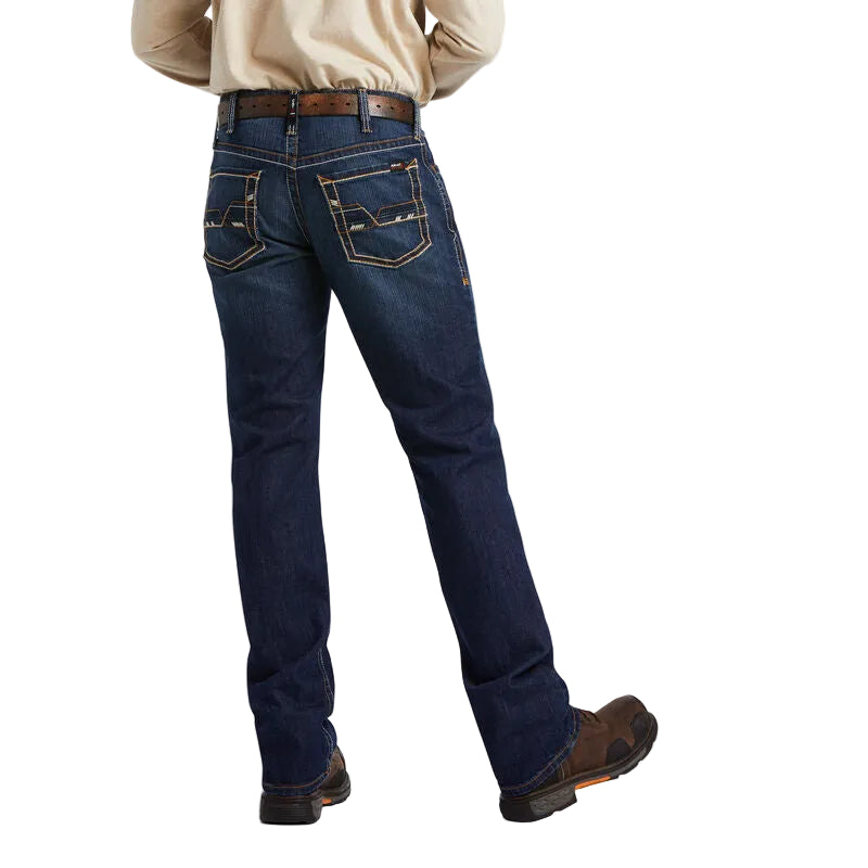 **Ariat Mens FR M4 Distressed DuraStretch Stillwell Boot Cut Jeans