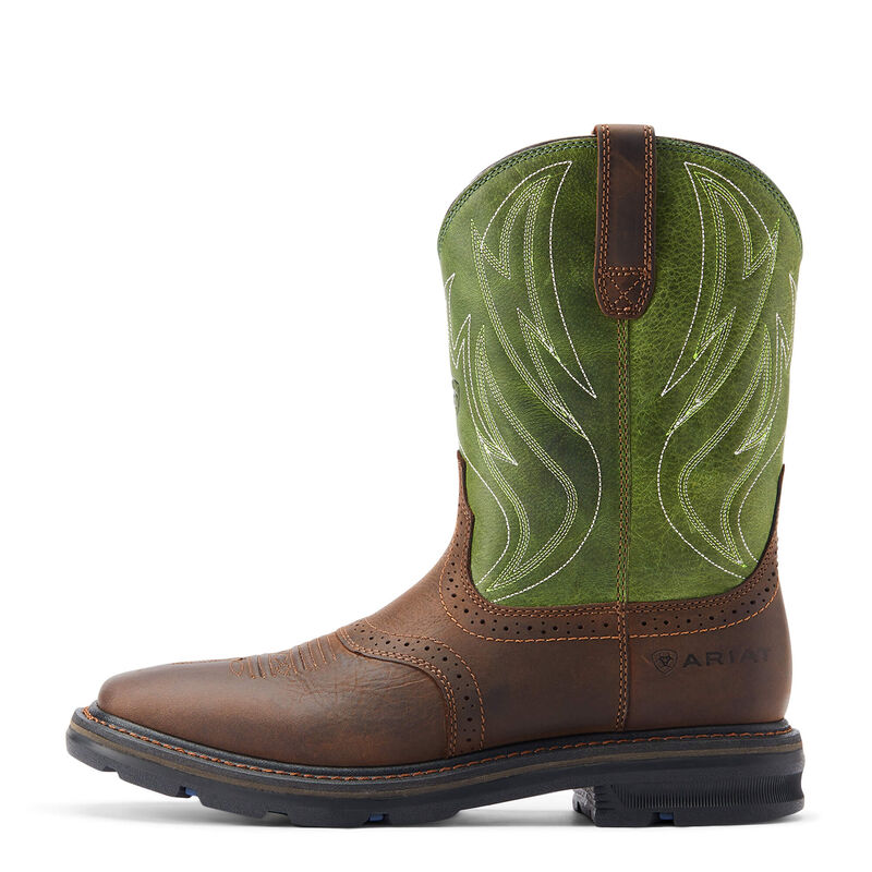 Ariat Men's Sierra Shock Shield Western Boots - Dark Brown/Grass Green