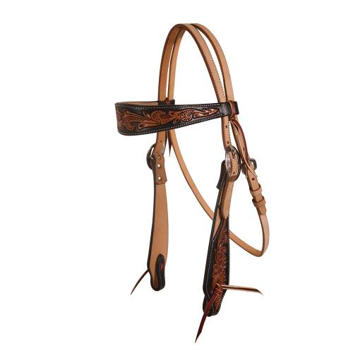 Professional's Choice Browband Headstall - Black Floral Roughout