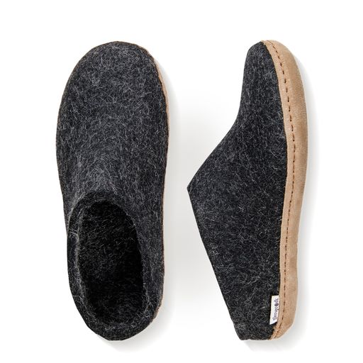 Glerups Slip On Leather Sole Shoes - Charcoal