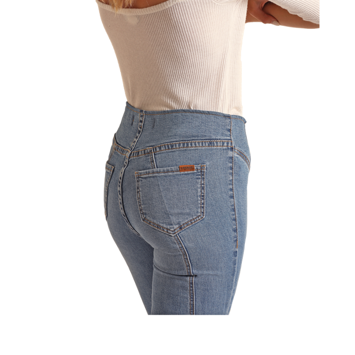 Rock & Roll Women's High Rise Stretch Pull On Flare Jeans - Medium Vintage