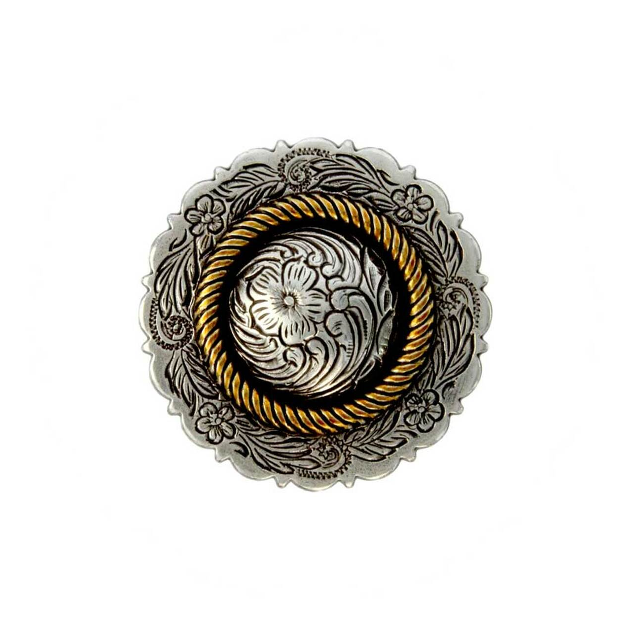 Antique Silver and Gold Center Rope Concho 1"