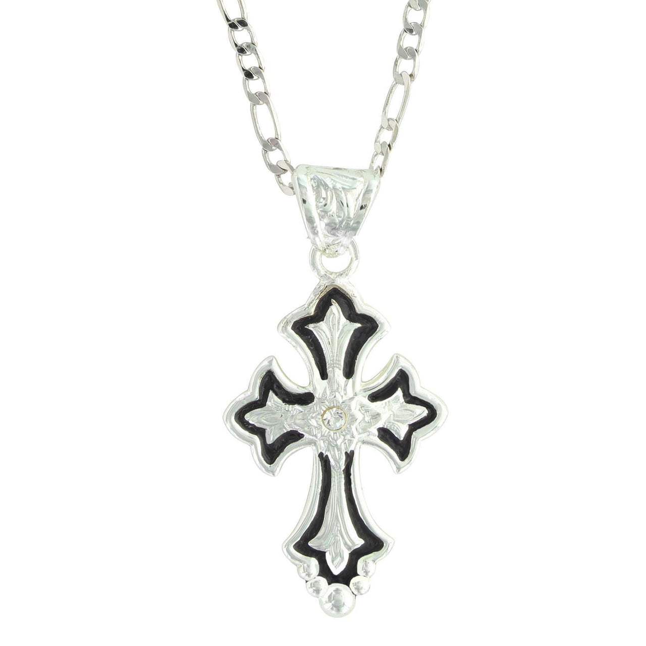 **Montana Silversmiths Silver and Black Cross Necklace