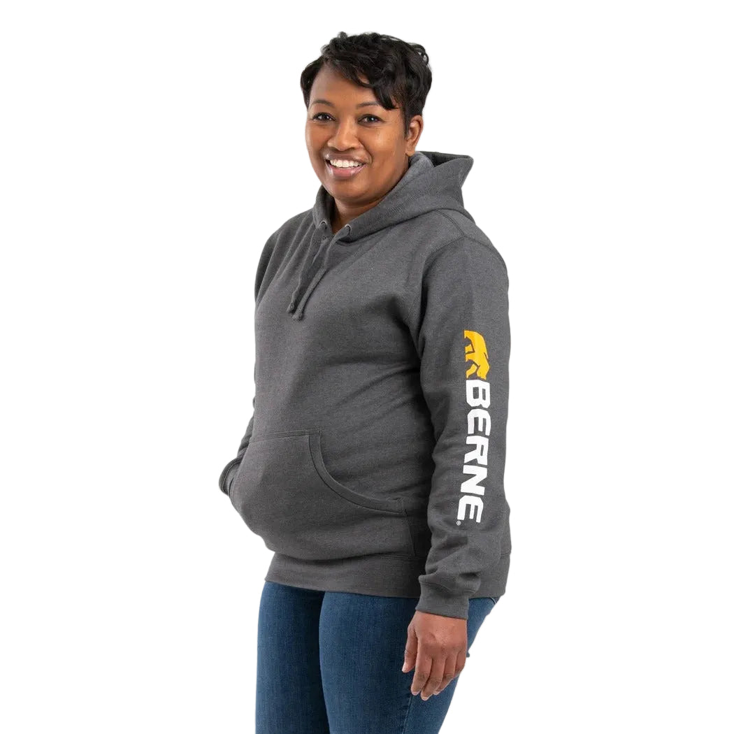 Berne Women's Signature Sleeve Hooded Pullover Sweatshirt - Graphite