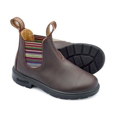 Blundstone Kid's #1413 Boots - Brown w/Striped Elastic