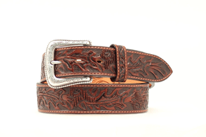 Nocona Men's Belt - Tooled Acorn Leaf