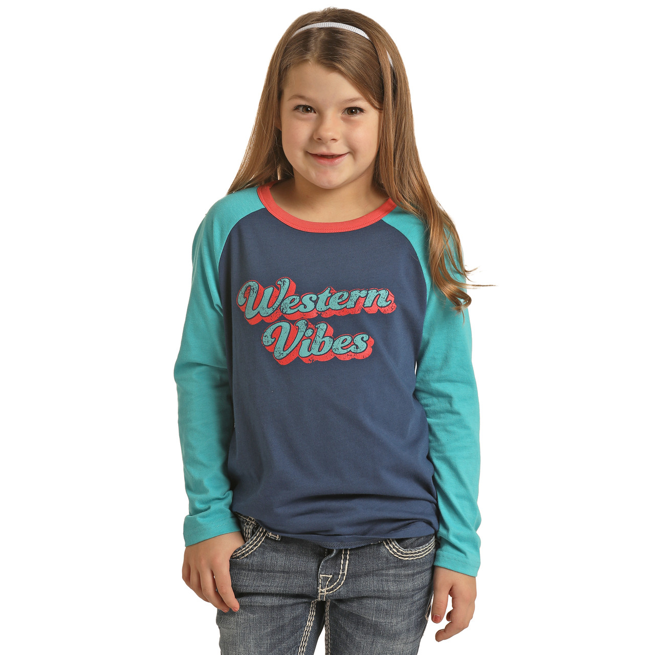 Rock & Roll Girls Western Vibes Graphic LS Shirt