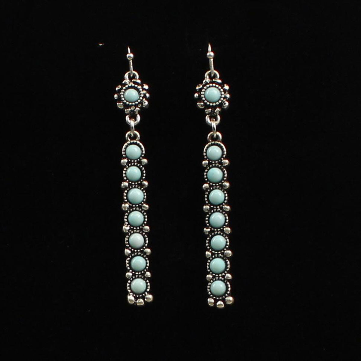 Blazin Roxx Silver Long Bar Earrings w/Turquoise Stones - Irvine Tack & Western Wear
