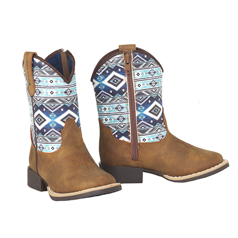 Twister Boy's Heston Western Boots - Tan/White/Blue