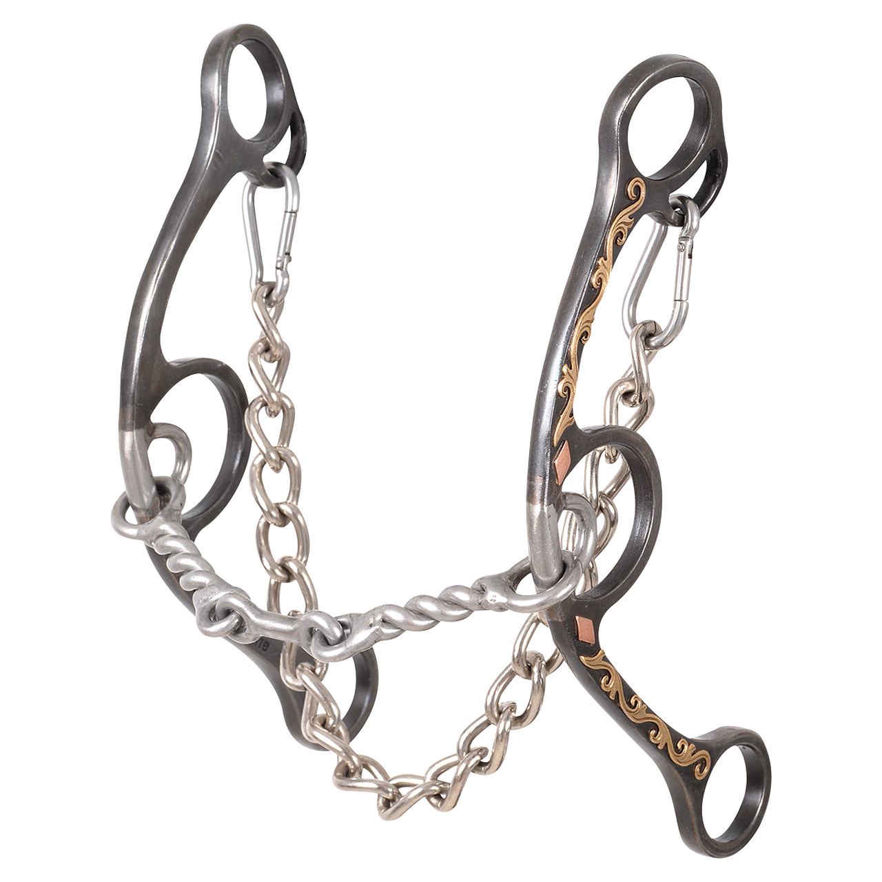 Classic Equine Small Twisted Wire Dogbone Long Shank Gag Barrel Bit - Diamond3