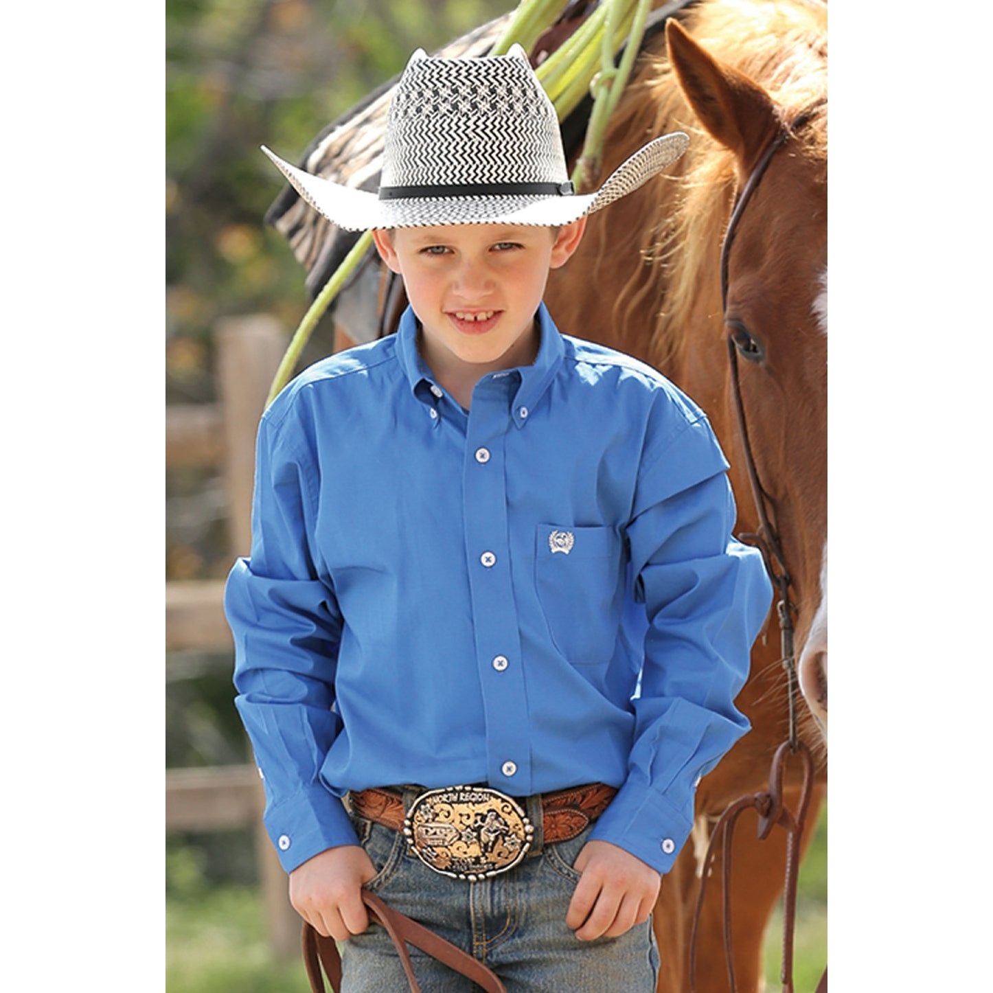 Cinch Boys Classic Fit Cotton Shirt - Blue