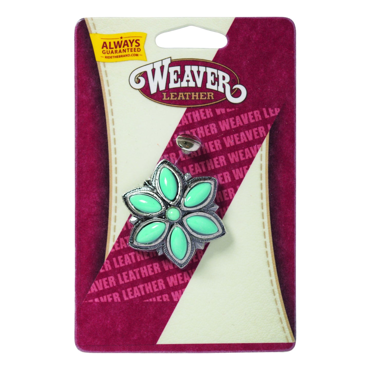 Weaver Leather Floral Stone 1-3/4" - Antique Nickel - w/Turquoise Stone