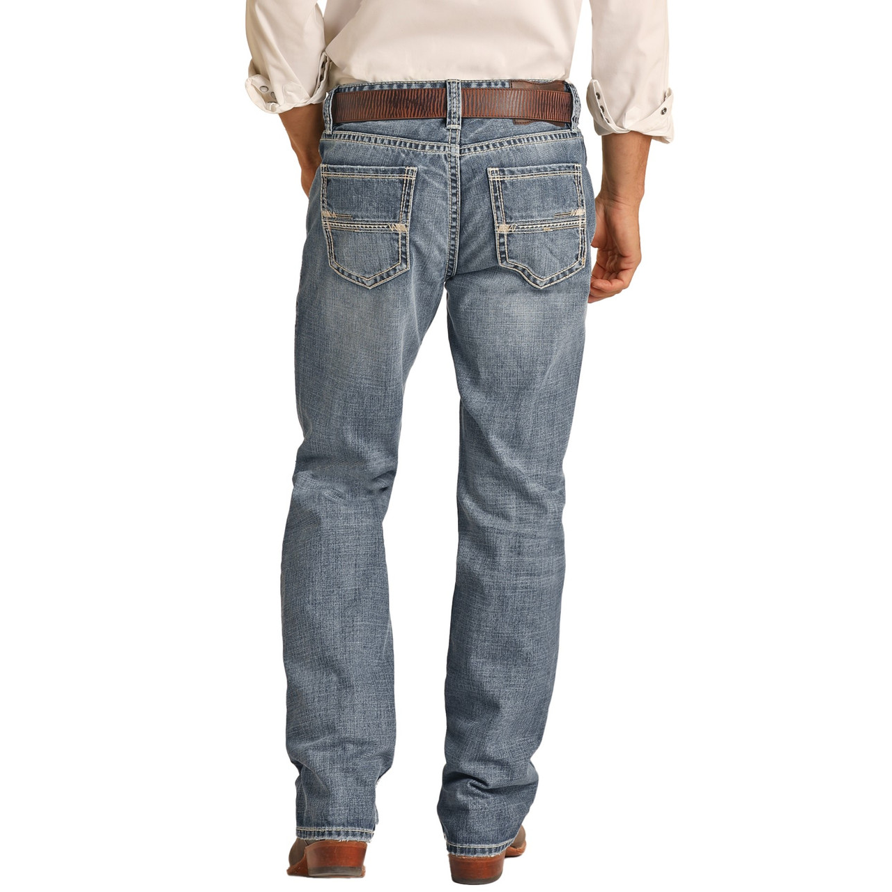 Rock & Roll Mens Relaxed Fit Straight Bootcut Jeans - Medium Vintage