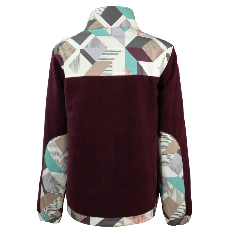 Hooey Women's Tech Fleece Jacket - Burgundy w/Multi