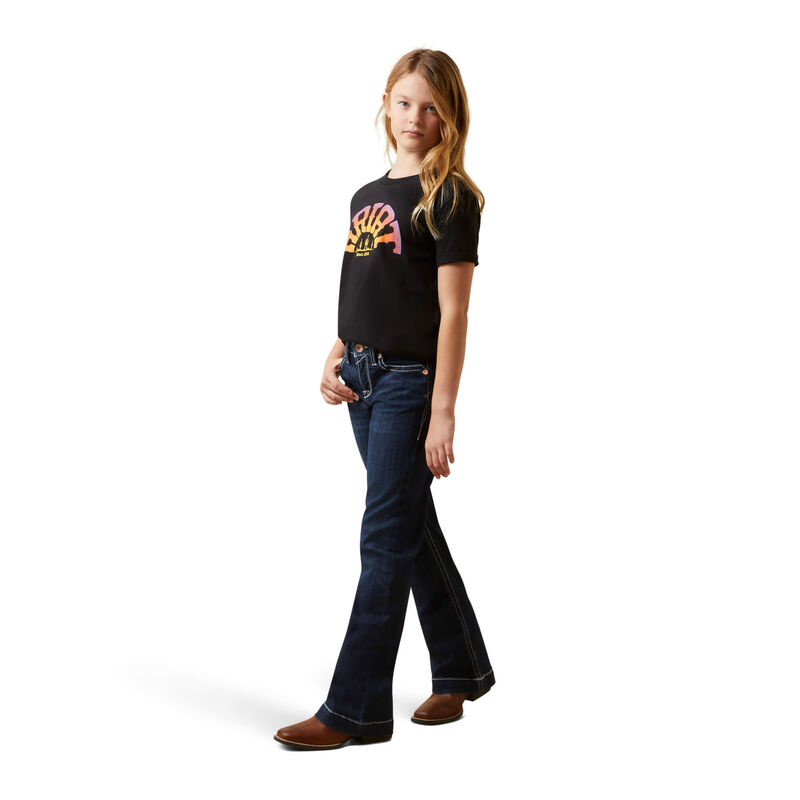 Ariat Girls Rainbow Sunset SS Tee - Black
