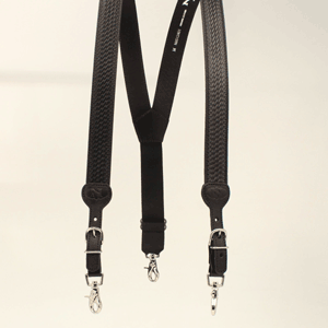 Nocona Men's Basket Weave Leather Suspenders - Black
