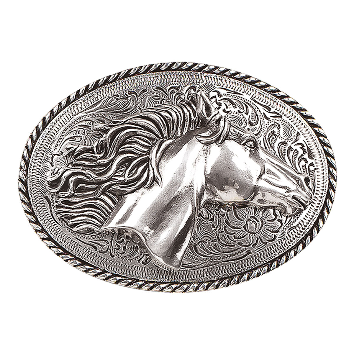 Blazin Roxx Oval Buckle - Silver Horse Head