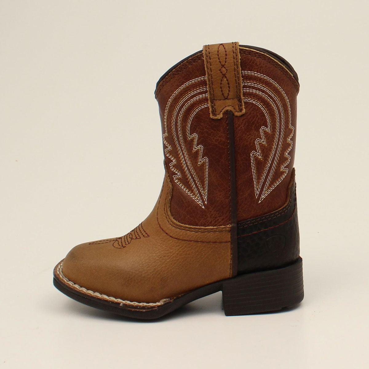 Ariat Toddler Boy's Evan Lil' Stompers Western Boots - Tan w/Brown Shaft