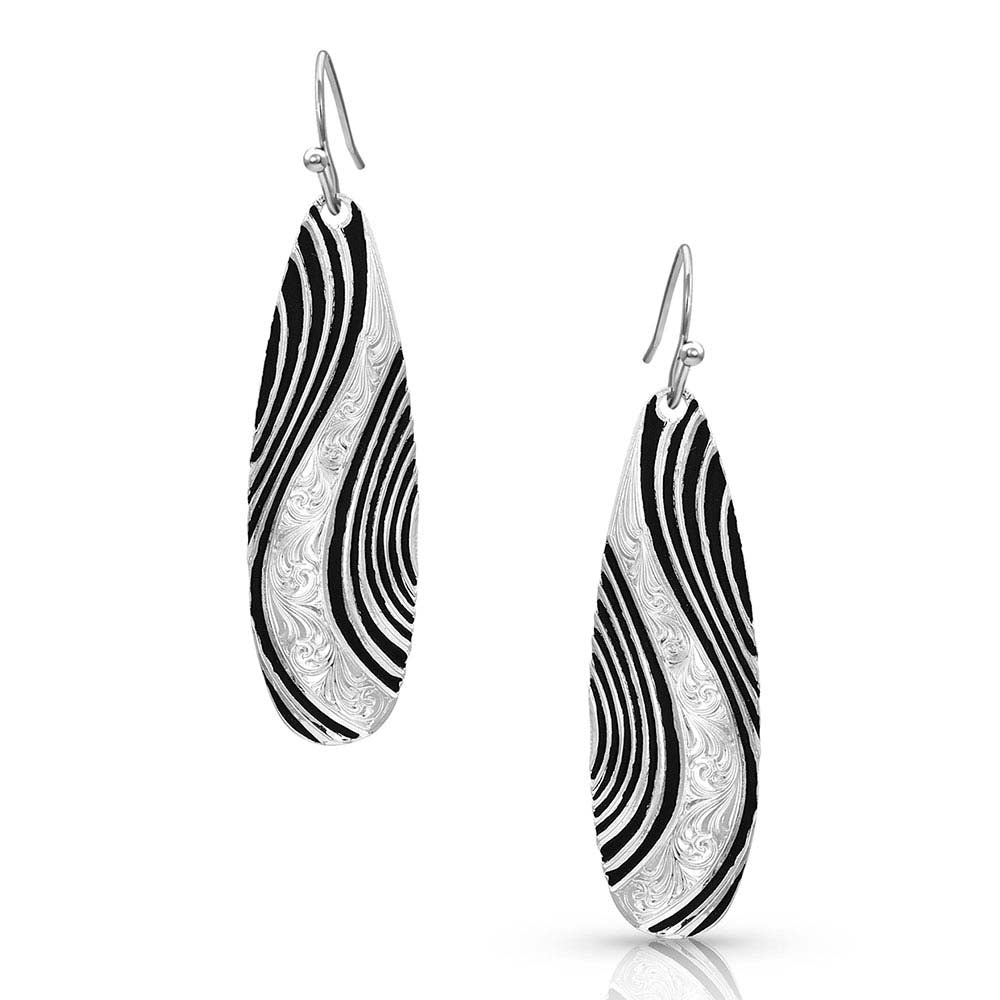Montana Silversmith Abstract River Bend Silver/Black Earrings