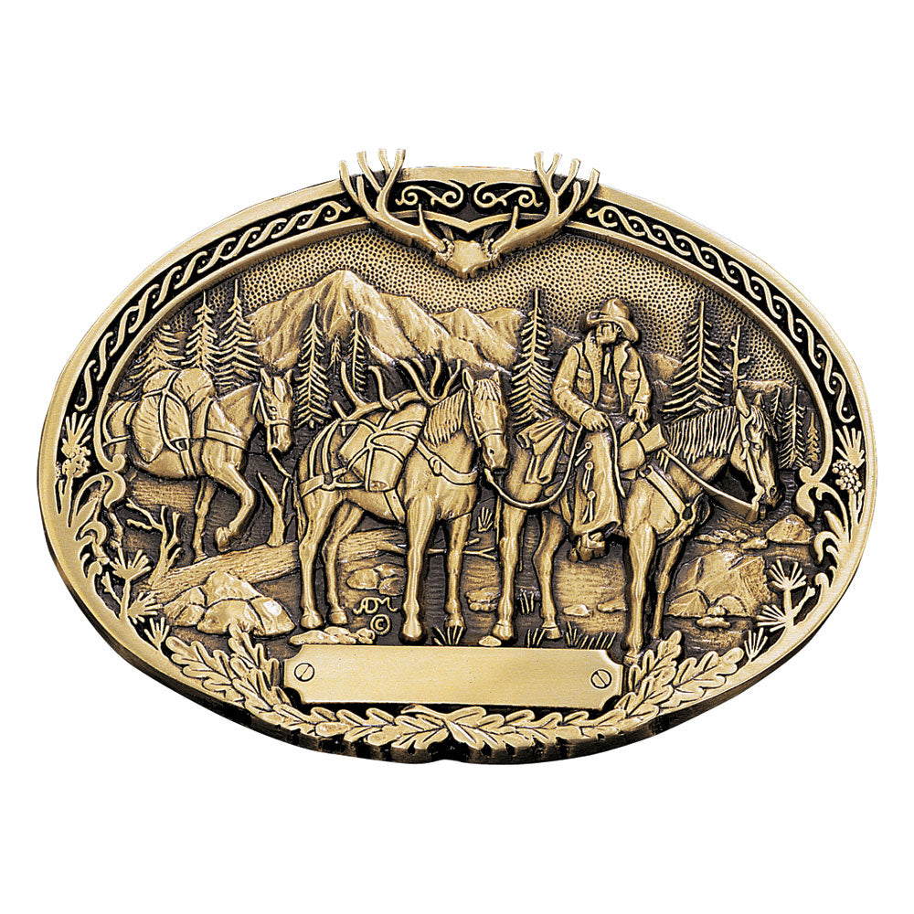 Montana Silversmiths Pack Horses and Rider Brass Heritage Attitude Belt Buckle