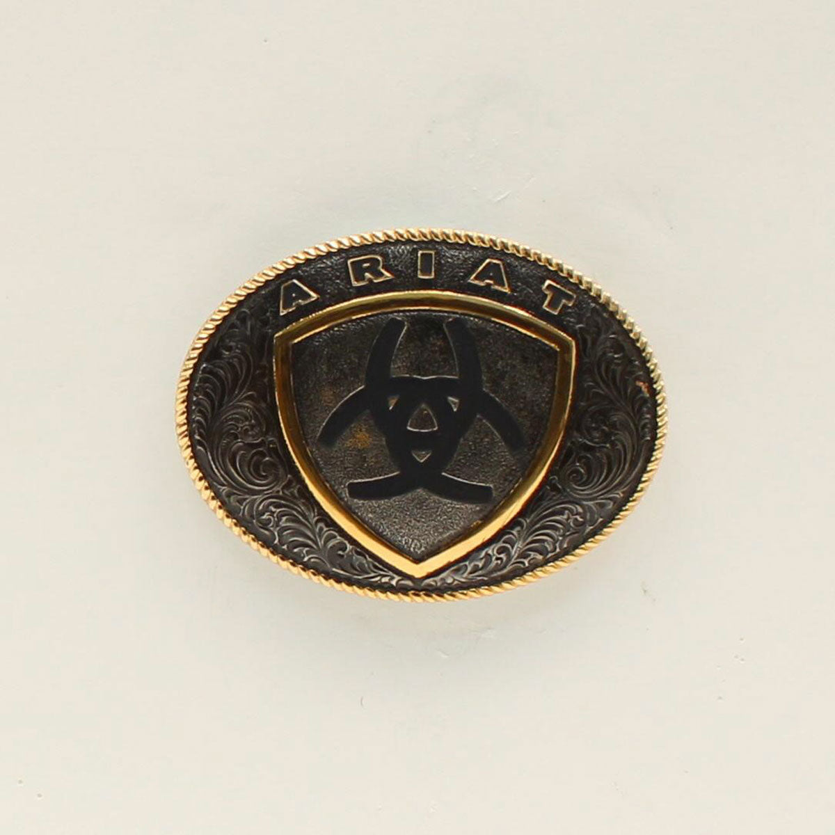 Ariat Oval Shield Logo Buckle - Antique Silver/Gold