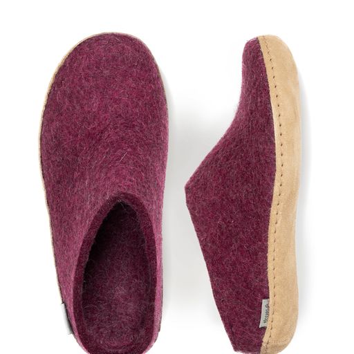 Glerups Slip On Leather Sole Shoes - Cranberry